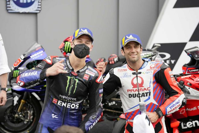 2021年MotoGP第6戦イタリアGP　ファビオ・クアルタラロ（モンスターエナジー・ヤマハMotoGP）、ヨハン・ザルコ（プラマック・レーシング）
