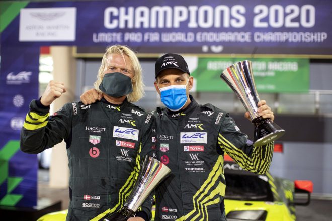 WEC世界耐久選手権GTEワールドチャンピオンのニッキー・ティーム（左）とマルコ・ソーレンセン（右）