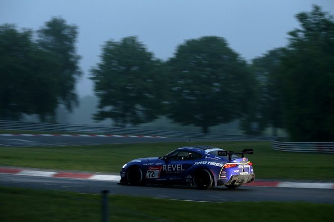 6月3日のナイトセッションの模様。2日間の予選を終えて、72号車トヨタGRスープラGT4は総合70番手につける。