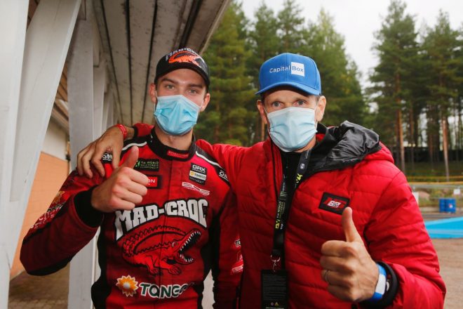 WRC世界ラリー選手権で2度のワールドタイトルを獲得したマーカス・グロンホルム（右）も、自らのチームで息子の世界タイトル獲得を支援する