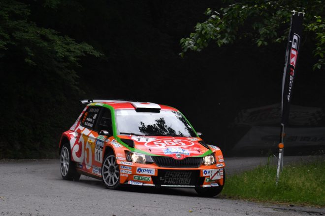 モントレーで今季3勝目を挙げた福永修／齊田美早子組（THREE FIVE MOTORSPORT／シュコダ・ファビアR5）