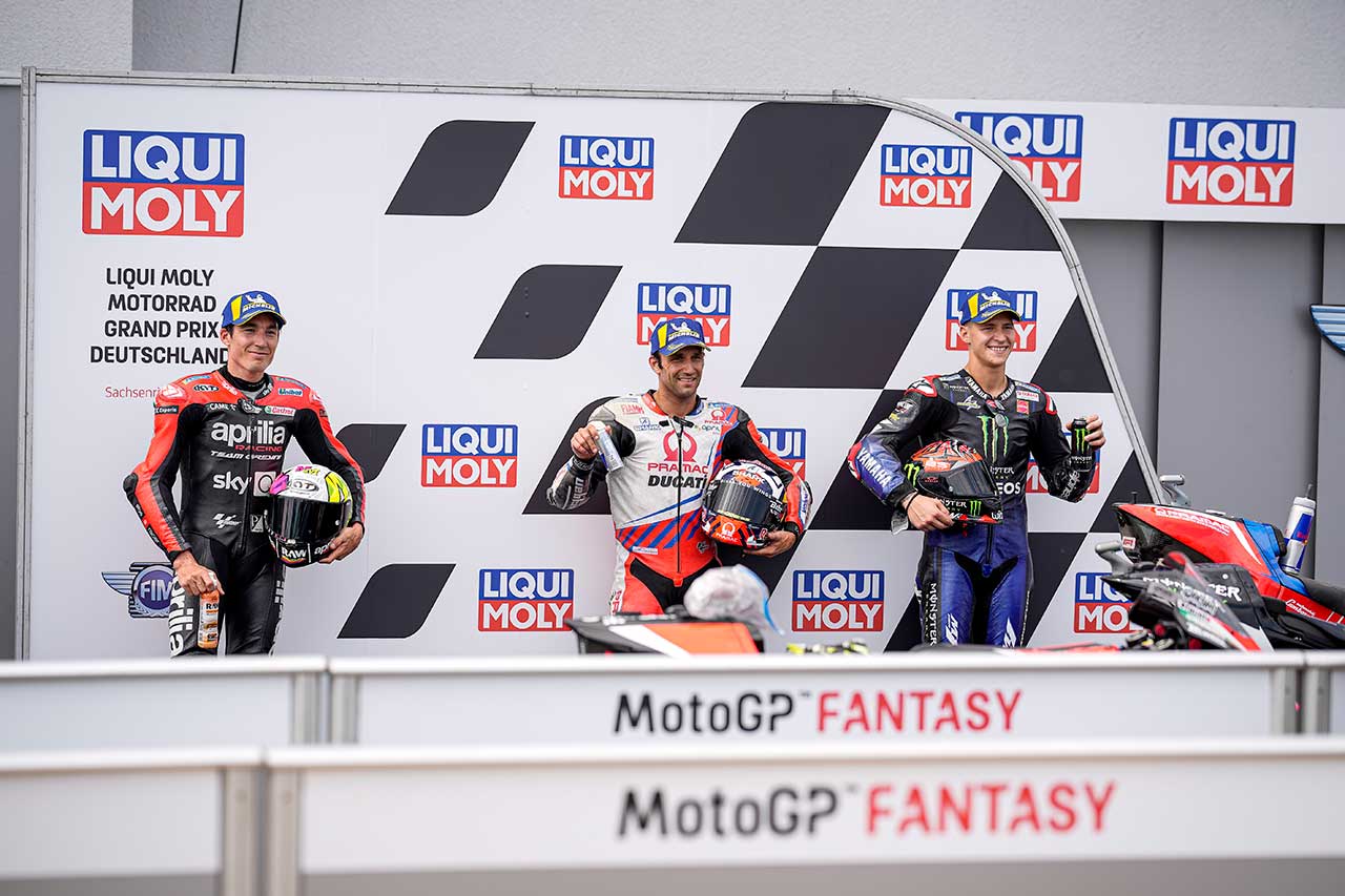 2021年MotoGP第8戦ドイツGP予選　ヨハン・ザルコ、ファビオ・クアルタラロ、アレイシ・エスパルガロ