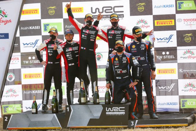 勝田貴元が自身初のWRC表彰台を獲得　2021年WRC第6戦ケニア暫定表彰式