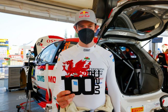 今戦でWRC参戦100戦目を迎えたエルフィン・エバンス（トヨタ・ヤリスWRC）　2021年WRC第7戦エストニア