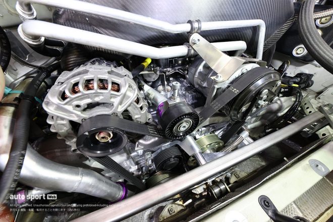 991型ポルシェ911 GT3 Rに搭載されている4リッター水平対向エンジン