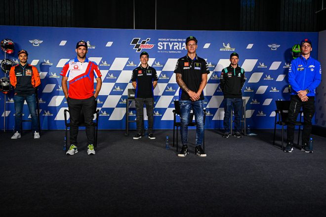 2021年MotoGP第10戦スティリアGPのプレスカンファレンスに出席したライダー