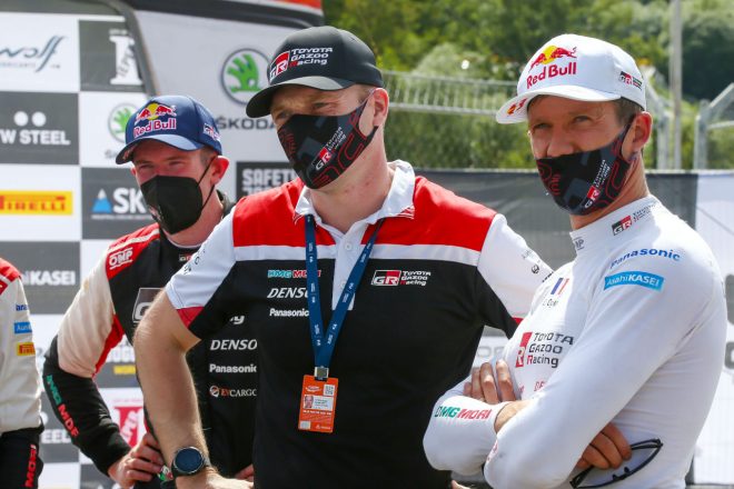 左からエルフィン・エバンス、ヤリ-マティ・ラトバラ、セバスチャン・オジエ