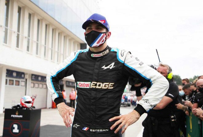 2021年F1第11戦ハンガリーGPで優勝したエステバン・オコン（アルピーヌ）