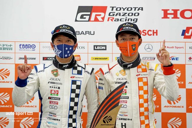 2021スーパーGT第3戦鈴鹿　GT300クラスを制した堤優威と三宅淳詞（たかのこの湯 GR Supra GT）