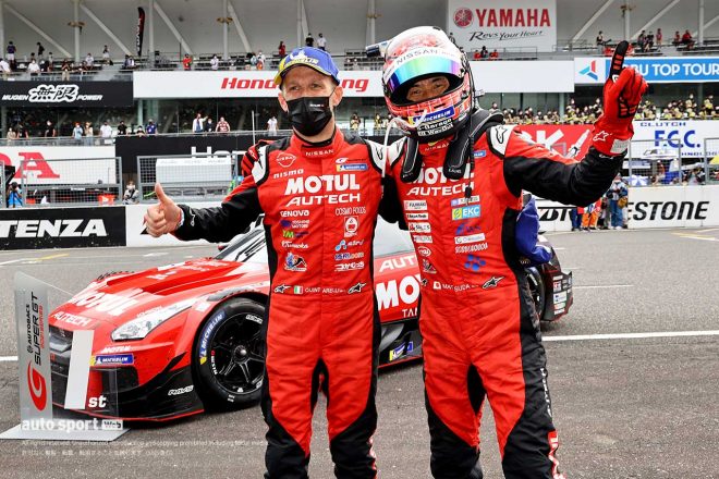 2021スーパーGT第3戦鈴鹿　GT500クラス優勝のロニー・クインタレッリと松田次生（MOTUL AUTECH GT-R）
