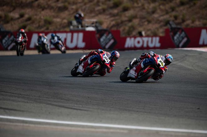 2021年SBK第7戦スペイン　アルバロ・バウティスタ、レオン・ハスラム（Team HRC）