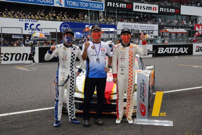 2021スーパーGT第3戦鈴鹿　堤優威／田中哲也監督／三宅淳詞（たかのこの湯 GR Supra GT）