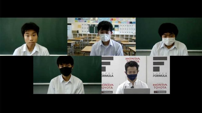 山本尚貴（TCS NAKAJIMA RACING）と埼玉県ふじみ野市立花の木中学校の3年生