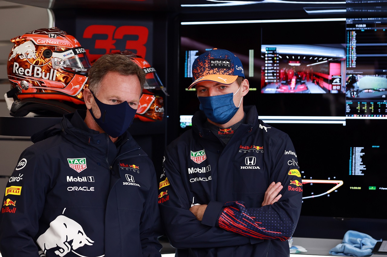 2021年F1第12戦ベルギーGP　マックス・フェルスタッペン（レッドブル・ホンダ）とクリスチャン・ホーナー代表