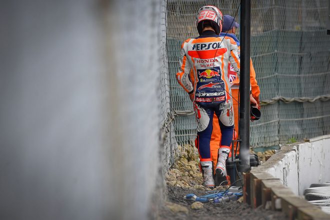 転倒を喫してリタイアしたマルク・マルケス（レプソル・ホンダ・チーム）／2021MotoGP第12戦イギリスGP