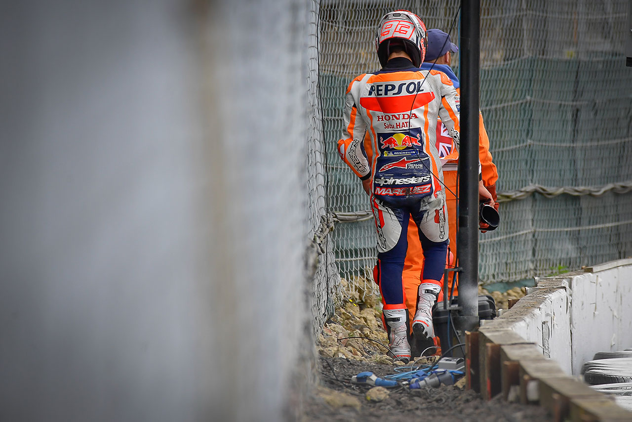 転倒を喫してリタイアしたマルク・マルケス（レプソル・ホンダ・チーム）／2021MotoGP第12戦イギリスGP