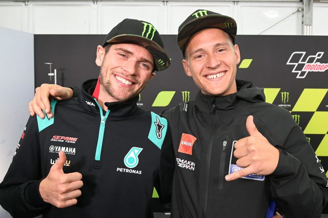 MotoGPデビューを果たしたジェイク・ディクソン（ペトロナス・ヤマハSRT）とファビオ・クアルタラロ（モンスターエナジー・ヤマハMotoGP）／2021MotoGP第12戦イギリスGP