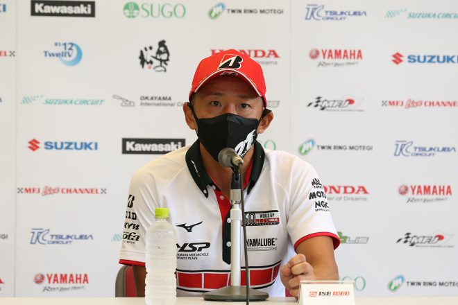 中須賀克行（YAMAHA FACTORY RACING TEAM）／2021年全日本ロード第6戦岡山 JSB1000 ポール会見