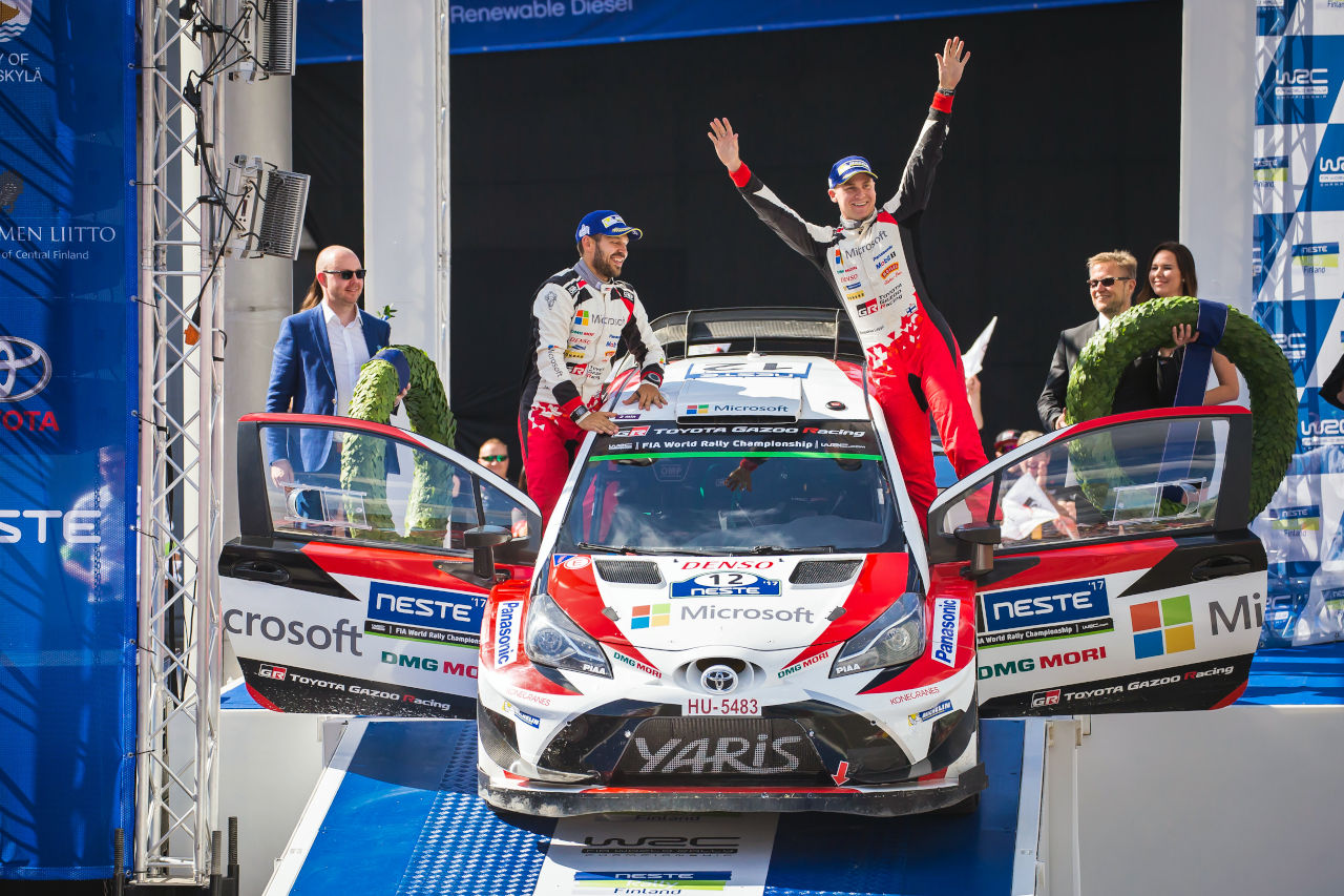 2017年WRC第9戦フィンランドで初優勝を飾ったエサペッカ・ラッピ（トヨタ・ヤリスWRC）