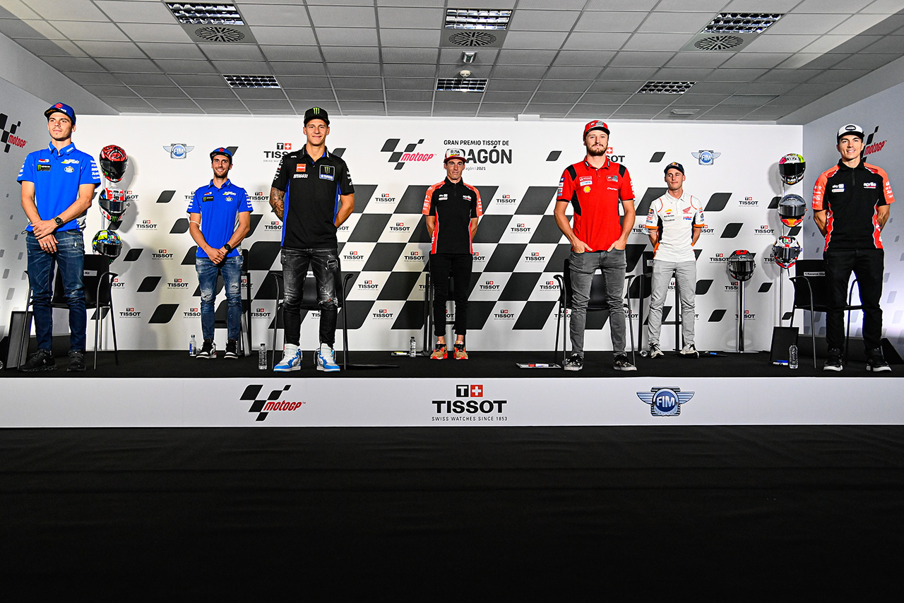2021年MotoGP第13戦アラゴンGPのプレスカンファレンスに出席したライダー