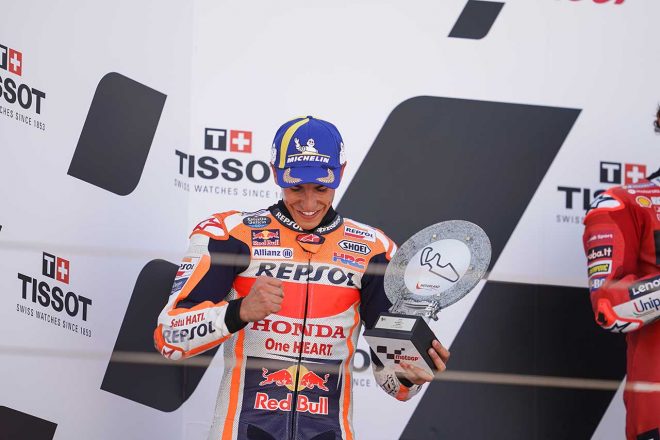 2021年MotoGP第13戦アラゴンGP決勝　マルク・マルケス（レプソル・ホンダ・チーム）が2位表彰台