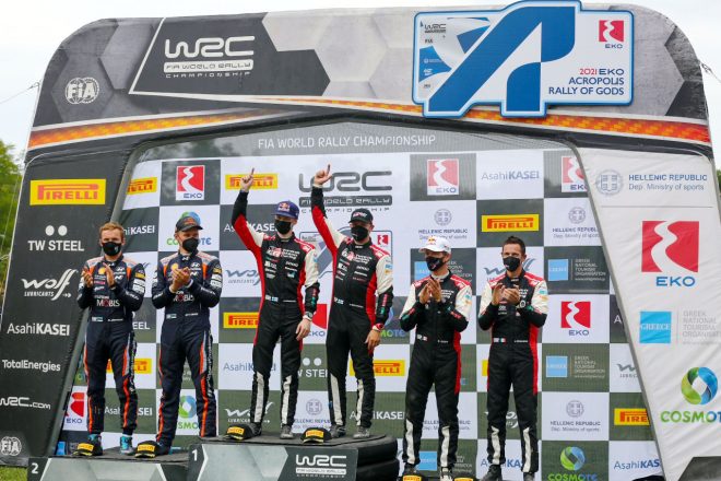 2021年WRC第9戦アクロポリス・ラリー・ギリシャの暫定表彰式