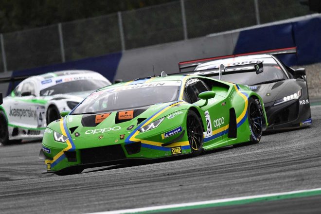 インターナショナルGTオープンに参戦する19号車ランボルギーニ・ウラカン GT3 エボ(根本悠生/バプティスト・ムーラン)