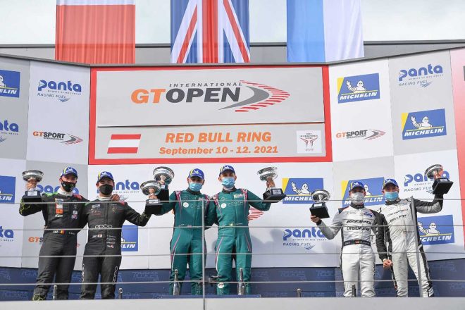 2021インターナショナルGTオープン第5戦レース2表彰台