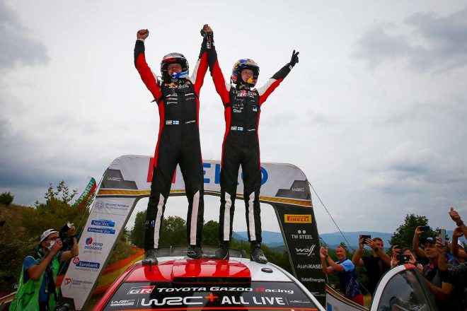 2021年WRC第9戦ギリシャを制したカッレ・ロバンペラ／ヨンネ・ハルットゥネン組（トヨタ・ヤリスWRC）