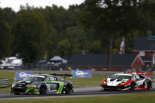 39号車アウディR8 LMSと1号車ランボルギーニ・ウラカンGT3 Evo