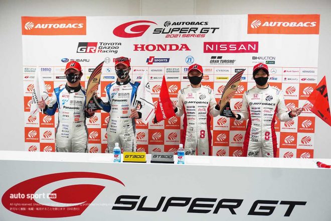 2021スーパーGT第6戦オートポリス　優勝会見に出席したドライバーたち