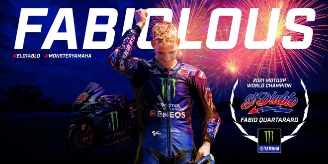 2021年のMotoGPチャンピオンとなったファビオ・クアルタラロ（モンスターエナジー・ヤマハMotoGP）