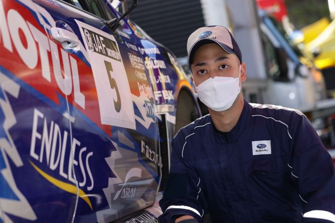 ディーラーメカニックとしてJRC第4戦久万高原ラリーに参加した浅迫史也さん