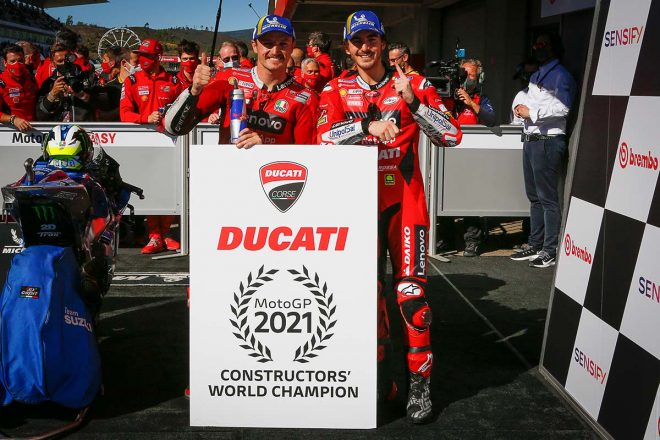 2021年MotoGP第17戦アルガルベGP　フランセスコ・バニャイア、 ジャック・ミラー （ドゥカティ・レノボ・チーム）