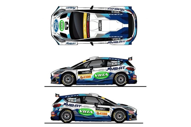 ヤリ・フッツネンがドライブするフォード・フィエスタ・ラリー2のカラーリングイメージ