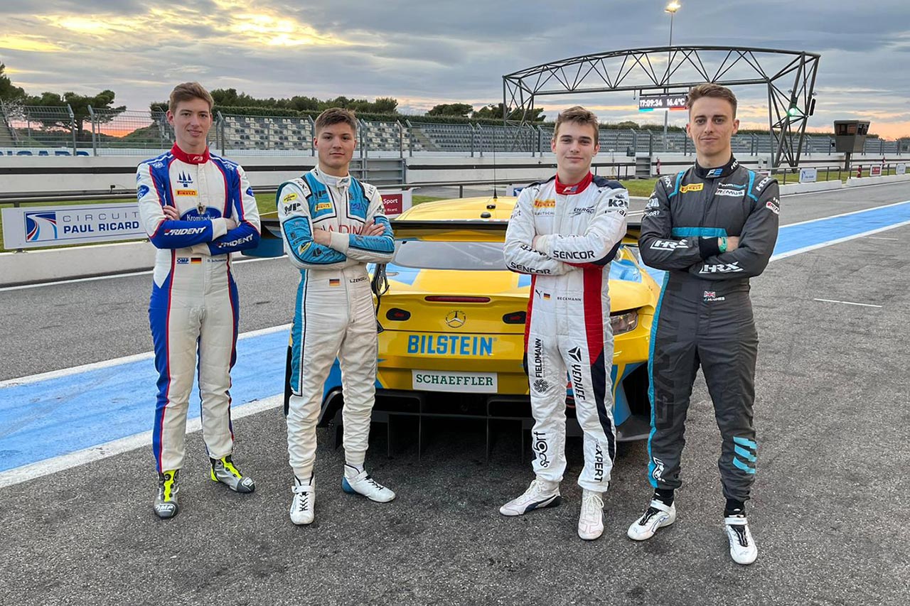 DTM車両のメルセデスAMG GT3をドライブしたダービッド・シューマッハー、リリム・ツェンデリ、デイビッド・ベックマン、ジェイク・ヒューズ