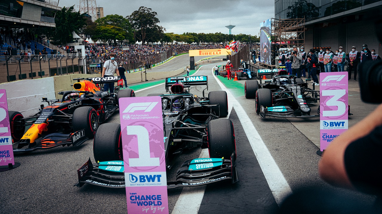 2021年F1第19戦ブラジルGP　予選で最速タイムを出したルイス・ハミルトン（メルセデス）