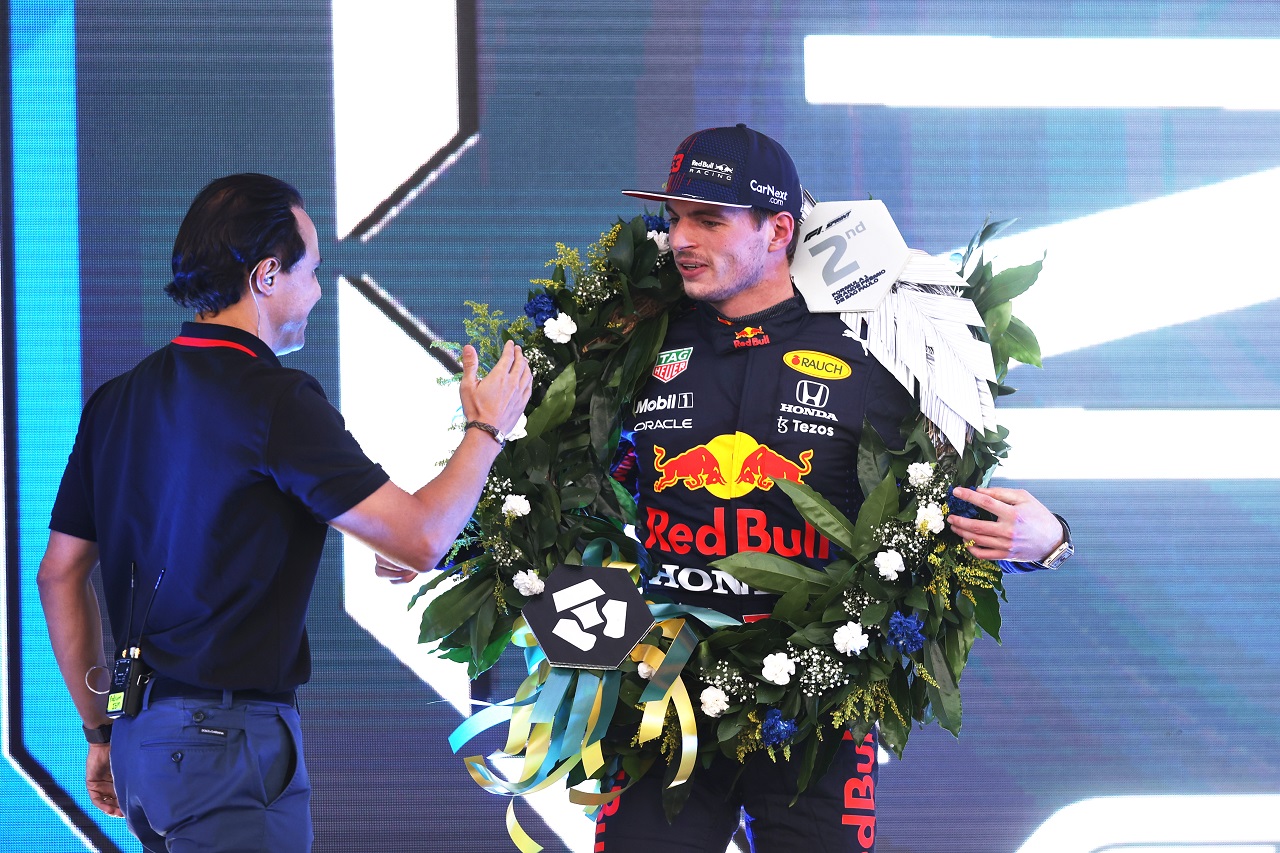 2021年F1第19戦ブラジルGP　スプリント予選2番手のマックス・フェルスタッペン（レッドブル・ホンダ）とフェリペ・マッサ