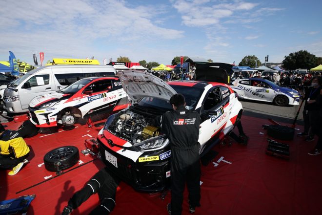 2台のGRヤリスを走らせるTOYOTA GAZOO Racing。チームはメカニックを含めトヨタ社員で構成されており、将来に向けた人づくりという意味合いをもつ