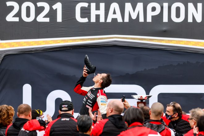 “シューイ”を披露した8冠王者ジュリアン・イングラシア。彼はこのラリー・モンツァを最後に現役を引退する