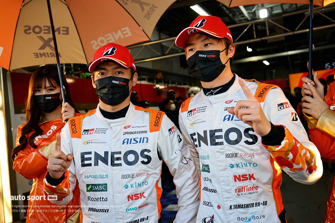 2021スーパーGT第8戦富士　GT500クラスのポールポジションを獲得した大嶋和也／山下健太（ENEOS X PRIME GR Supra）
