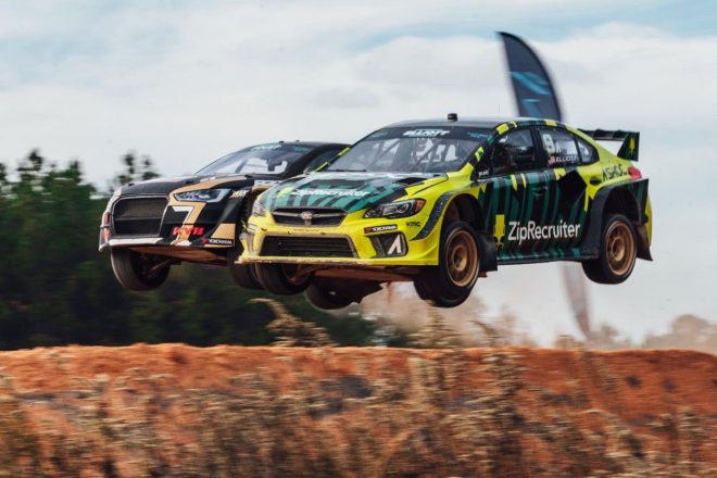 初挑戦でファイナルまで進出したチェイス・エリオット（#9A／スバルWRX STIスーパーカー／ZipRecruiter #GONITRO Car）だが、猛者たちに囲まれ8位フィニッシュに