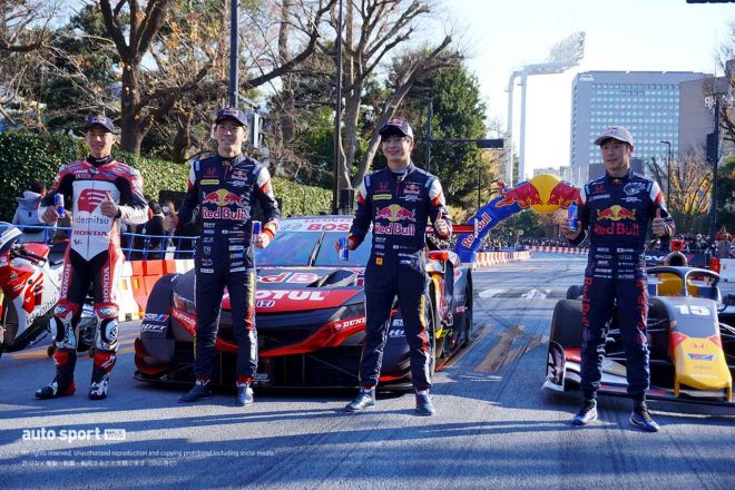 『Red Bull Race Day』に参加した中上貴晶、笹原右京、大湯都史樹、大津弘樹
