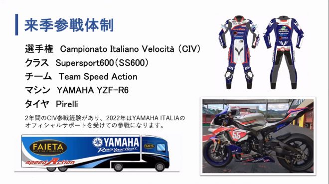 2022年はイタリア選手権（CIV）SS600にTeam Speed Actionから参戦する川﨑祥吾