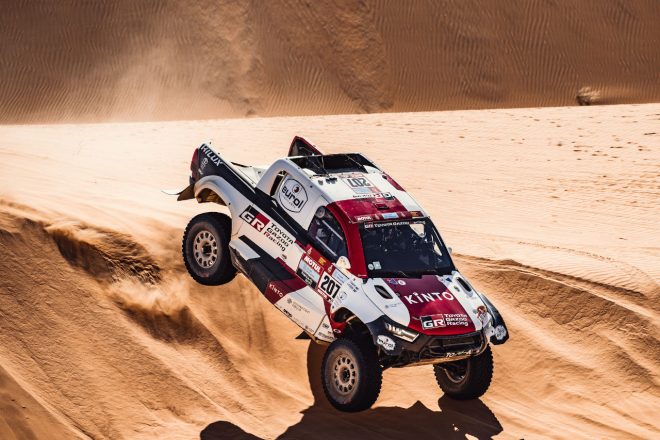 ジニエル・ド・ヴィリエール／デニス・マーフィ（GRダカールハイラックスT1＋）は総合5位で完走を果たした。　ダカールラリー2022