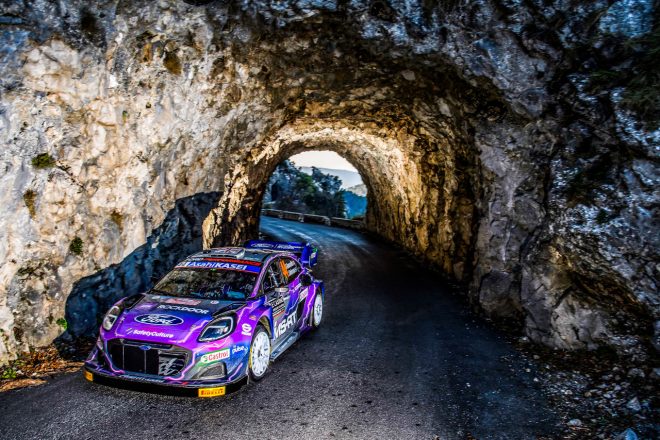 SS7で自身初のステージウインを達成したガス・グリーンスミス(フォード・プーマ・ラリー1) 2022年WRC第1戦モンテカルロ