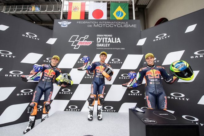 第3戦ムジェロのレース1で優勝した古里太陽／2021Red Bull MotoGP Rookies Cup