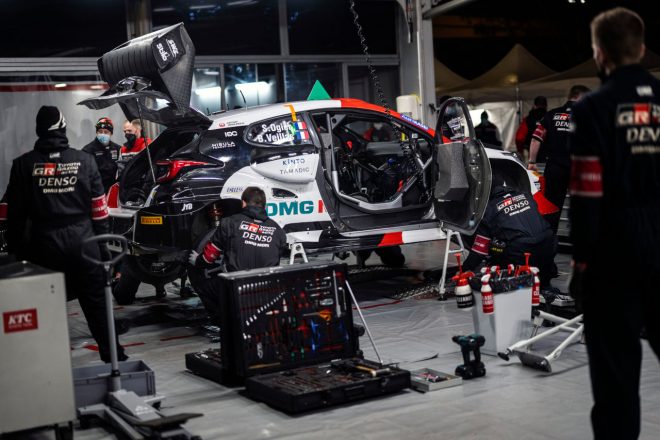 サービスパークで整備を受けるトヨタGRヤリス・ラリー1　2022年WRC第1戦モンテカルロ