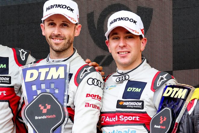 レネ・ラスト（左）とロビン・フラインス（右）　2019年DTM第6戦ブランズハッチ