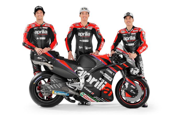 2022MotoGP：ロレンツォ・サバドーリ、アレイシ・エスパルガロ、マーベリック・ビニャーレス（アプリリア・レーシング）